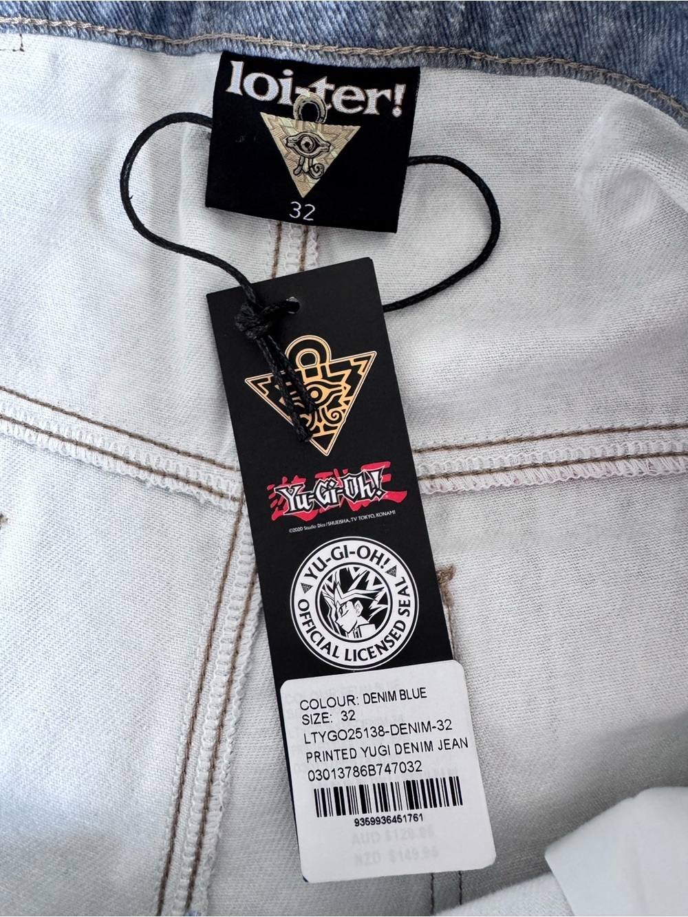 Loiter x Yu-Gi-Oh Denim Jeans Size 32 β Printed Anime Streetwear Pants β Rare - Picture 13 of 16